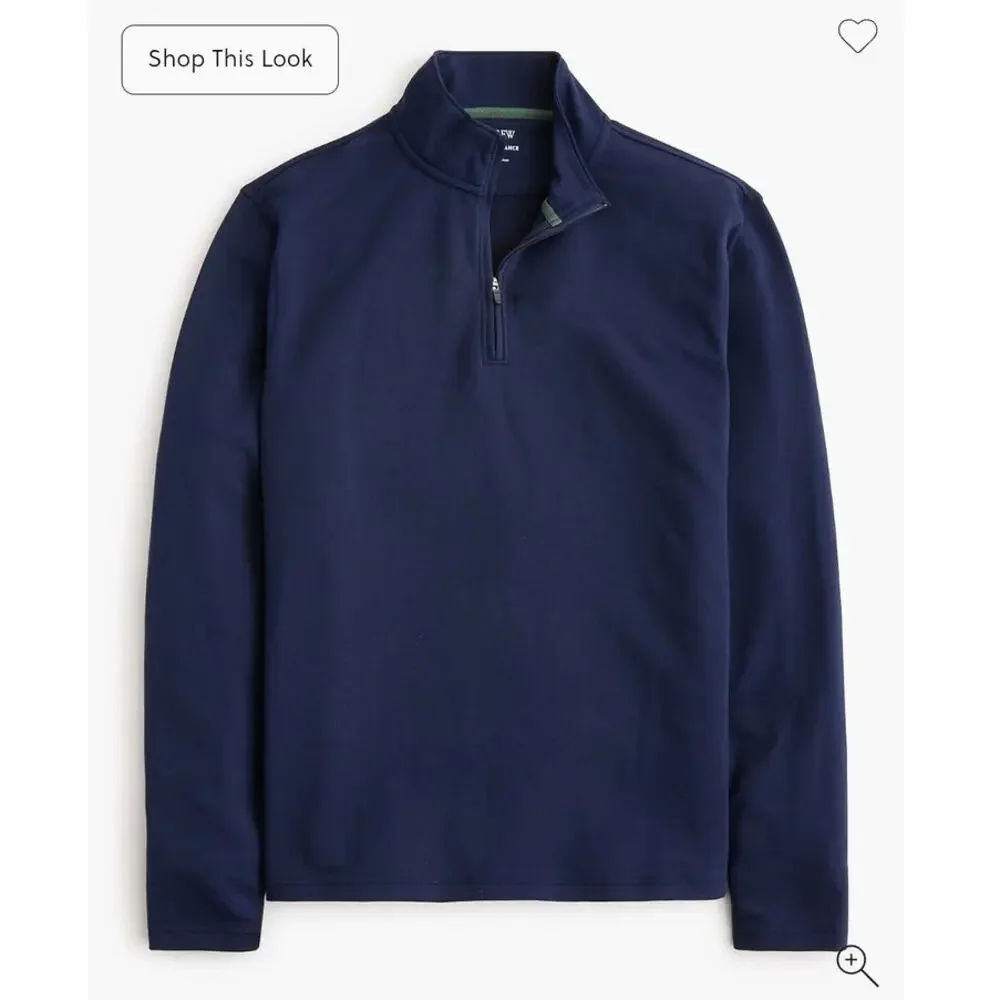 NWT J. Crew Quilted Quarter-Zip Heather Deep Navy XL